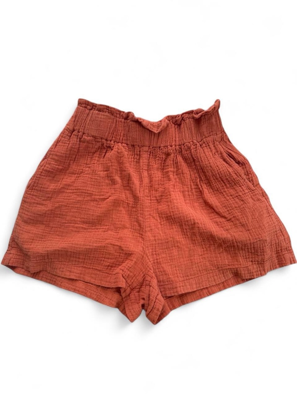 SHEIN High-Waist Linen Shorts in Terracotta